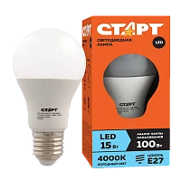 Лампа светодиодная Старт GLS E27 15W 4000К 220V груша Eco матовая (1/10/100)