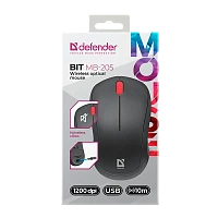 Мышь беспроводная Defender MB-205 BIT классическая USB черный (1/40)