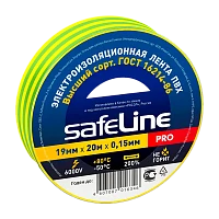 Изолента Safeline 19мм*20м ПВХ желтый зеленый (10/200)