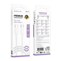 Кабель Borofone BX117 Type-C (m)-Type-C (m) 1м 3.0A 60W белый (1/360)