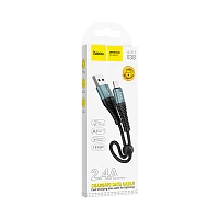 Кабель HOCO X38 USB (m)-Lightning (m) 0.25м 2.4A нейлон черный (1/31/310)