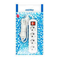 Удлинитель Smartbuy 4р.С/З 16A 2.0м с выкл. ПВС 3x1мм² белый (1/40)