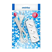 Удлинитель Smartbuy 3р.Б/З 6A 3.0м ШВВП 2x0.75мм² белый (1/60)