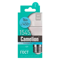 Лампа светодиодная Camelion A60 E27 16W 4000К 220V груша матовая (1/10/100)