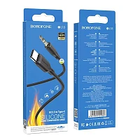 Кабель AUX Borofone BL18 Jack 3.5mm (m)-Type-C (m) 1м силикон черный (1/63/252) 