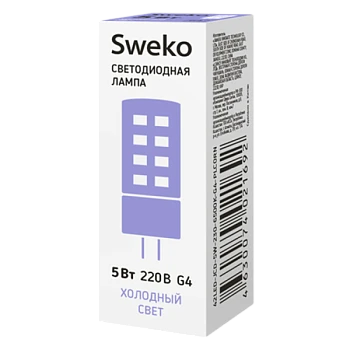 Лампа светодиодная Sweko JCD G4 5W 6500К 230V "Кукуруза" (1/10/100)