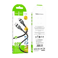 Кабель HOCO X109 Type-C (m)-Type-C (m) 1м 3.0A 60W силикон черный (1/31/310)