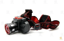 Фонарь налобный Без бренда BL-0604-t6 1LED от аккумулятора ZOOM черный