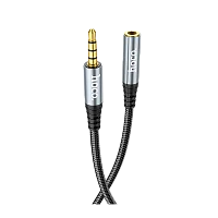 Кабель AUX HOCO UPA20 Jack 3.5mm (f)-Jack 3.5mm (m) 1м нейлон серый (1/31/310) 
