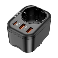 Разветвитель HOCO NS3 1р.С/З 16A 3USB черный (1/84)