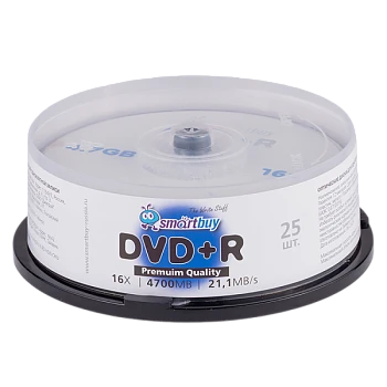 Диск DVD+R Smartbuy Premium Quality 4.7GB 16x 25шт. cake box (25/250)