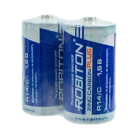Батарейка Robiton Plus R14 C Shrink 2 Zinc Carbon 1.5V (2/24/288)