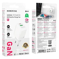 Сетевое З/У Borofone BN29 1USB+1Type-C 3.0A PD30W GaN белый