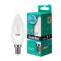 Лампа светодиодная Camelion C35 E14 7W 4500К 170-265V свеча матовая (1/10/100)