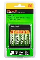 З/У для аккумуляторов Kodak USB Overnight charger AA/AAA Ni-MH/Ni-Cd 4 слота +4AA 2700mAh (1/6/48)