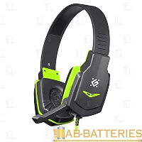 Наушники полноразмерные Defender G-320 Warhead с микр. игровые черный зеленый (1/20)