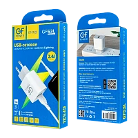 Сетевое З/У GFPower GF53L 1USB 2.4A с кабелем Lightning белый (1/108/432)