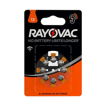 Батарейка Rayovac ACOUSTIC ZA13 BL8 Zinc Air 1.45V 0%Hg (8/80/800)
