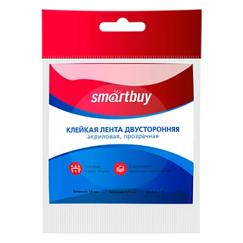 Клейкая лента Smartbuy 3м 0.8х12мм двусторонняя акрил прозрачный