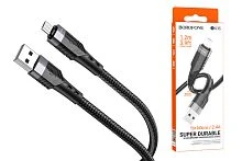 Кабель Borofone BU35 USB (m)-microUSB (m) 1.2м 2.4A нейлон черный (1/360)