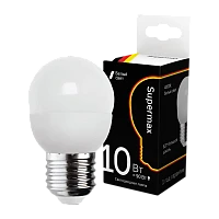 Лампа светодиодная Supermax E27 10W 4000К 230V шар (1/10/80)