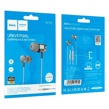 Наушники внутриканальные HOCO M122 с микр. серый