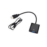 Переходник ENERGY POWER HDMI (m)-VGA (f) пластик с кабелем AUX (1/300)