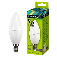 Лампа светодиодная Ergolux C35 E14 9W 6500К 172-265V свеча (1/10/100)