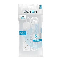 Удлинитель Фотон 10-53S 3р.Б/З 10A 5.0м с выкл. ПВС 2x0.75мм² белый (1/20)