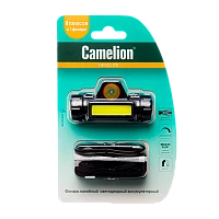 Фонарь налобный Camelion LED53405 3W LED+COB от аккумулятора 2 режима черный (1/12/96)