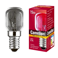 Лампа накаливания Camelion E14 15W 220-240V цилиндр 300°C для духовок прозрачная (1/10/500)