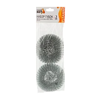 Губка для посуды Рыжий кот SM-03/2 "Сетка" 8.5х8.5х3.5см металлическая 2шт. (1/24/48)