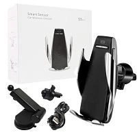 Держатель автомобильный Без бренда S5-X в воздуховод беспр. зар. Qi серебряный (1/50)