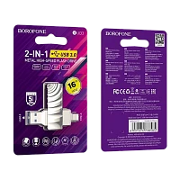 Флеш-накопитель Borofone Soul BUD3 16GB USB3.0 Type-C (m) металл серый (1/25)