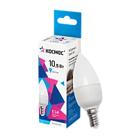 Лампа светодиодная Космос CN E14 10.5W 4500К 220V свеча матовая (1/10/80)