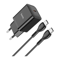 Сетевое З/У HOCO N27 Type-C 20W с кабелем Type-C-Type-C 60W черный (1/13/130)