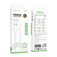 Кабель Borofone BX117 USB (m)-Lightning (m) 1м 2.4A белый (1/360)