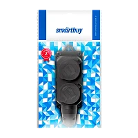 Розетка Smartbuy 2гн. 16A С/З каучук с крышкой черный