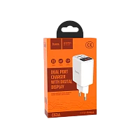 Сетевое З/У HOCO C63A 2USB 2.1A умная зарядка (IC) белый (1/21/126)
