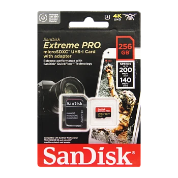 Карта памяти microSD SanDisk Extreme Pro 256GB Class10 A2 UHS-I (U3) 200 МБ/сек CN (Китай) с адаптер