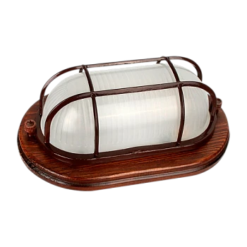 Светильник влагозащищенный Camelion 1401D 60W 230V E27 накладной решетка 140мм орех (1/8)