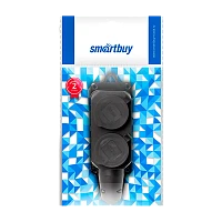 Розетка Smartbuy 2гн. 16A С/З каучук с крышкой черный