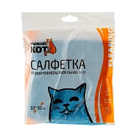 Салфетка Рыжий кот M-03 30х30см микрофибра вафельная голубой (1/40/200)