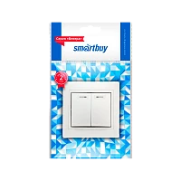 Выключатель Smartbuy 2-клавишный с индикатором 10А белый, керамика "Венера" (1/10/200)
