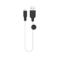 Кабель HOCO X21 Plus USB (m)-microUSB (m) 0.25м 2.4A силикон черный белый (1/30/300)