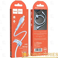 Кабель HOCO X49 USB (m)-microUSB (m) 1м 2.4A силикон голубой (1/31/310)