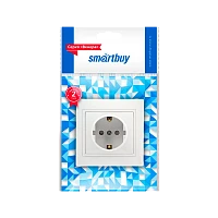 Розетка Smartbuy 1-местная с заземлением 16А белая с защ. штор. "Венера" (1/10/200)
