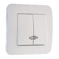 Выключатель Makel Lillium Natural 2-клав.10A пластик с подсветкой белый 55023 (1/12)