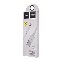 Кабель HOCO X5 USB (m)-Lightning (m) 1м 2.4A ПВХ белый (1/30/300)