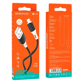 Кабель Borofone BX79 USB (m)-microUSB (m) 1м 2.4A силикон черный (1/360)